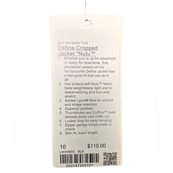Lululemon Define Cropped Jacket *Nulu - Black - Picture 8 of 8